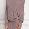 Women's Sweater Dress Winter Dress Jumper Dress Mini Dress Ruched Outdoor Street Daily Fashion Streetwear Off Shoulder Long Sleeve 2023 Loose Fit Wine Color S M L XL Size