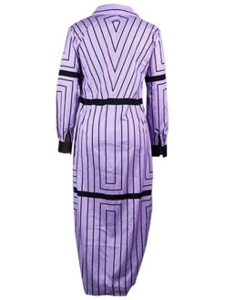 Women's Shirt Dress Casual Dress Shift Dress Maxi Long Dress Outdoor Daily Vacation Polyester Fashion Basic Shirt Collar Button Split Long Sleeve Summer Spring Fall 2023 Regular Fit White Purple -HANA Luxury Wear Shop quslwn1689238708819