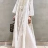 Women's Casual Dress Cotton Linen Dress Swing Dress Maxi Long Dress Linen Basic Classic Outdoor Daily Vacation V Neck Ruched Long Sleeve Spring Fall Winter 2023 Loose Fit White Plain One-Size -HANA Luxury Wear Shop qwtwqd1692340887850