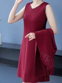 Women's Two Piece Dress Set Casual Dress Print Dress Home Daily Fashion Streetwear Print Midi Dress V Neck Long Sleeve Floral Regular Fit Red Navy Blue Blue Fall Winter L XL XXL 3XL 4XL -HANA Luxury Wear Shop qxfcvt1697524580848