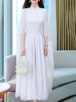 Women's Two Piece Dress Set Casual Dress Outdoor Daily Streetwear Modern Ruched Midi Dress V Neck 3/4 Length Sleeve Plain Regular Fit White Light Green Dark Pink Summer Spring S M L XL XXL -HANA Luxury Wear Shop qxotfv1678430736460