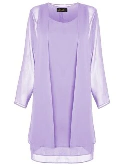 Women's Dress Set Two Piece Dress Church Dress Midi Dress Light Pink Black Wine Long Sleeve Pure Color Chiffon Summer Spring Crew Neck Stylish Winter Dress Fall Dress 2023 XL XXL 3XL 4XL 5XL -HANA Luxury Wear Shop rbnlsb1638868487355