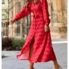 Women's Shirt Dress Casual Dress Midi Dress Outdoor Vacation Polyester Fashion Casual Shirt Collar Button Pocket Long Sleeve Summer Spring Fall 2023 Loose Fit Red Color Block S M L XL XXL -HANA Luxury Wear Shop rckjlc1689752546727