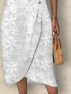 Women's Casual Dress Cotton Linen Dress Shift Dress Midi Dress Cotton Blend Fashion Modern Outdoor Daily V Neck Lace Ruffle Short Sleeve Summer Spring 2023 Regular Fit White Floral S M L XL 2XL -HANA Luxury Wear Shop rclamm1682413377521
