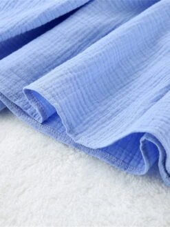 Women's Casual Dress Cotton Linen Dress Mini Dress Cotton Daily Basic Outdoor Home Daily V Neck Ruched Button 3/4 Length Sleeve Fall Autumn 2023 Loose Fit Navy Blue Blue Purple Plain S M L -HANA Luxury Wear Shop rcmrup1692936387795