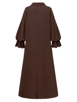 Women's Shirt Dress Casual Dress Cotton Linen Dress Maxi Long Dress Linen / Cotton Blend Basic Classic Outdoor Daily Vacation Shirt Collar Button Split Long Sleeve Spring Fall Autumn 2023 Loose Fit -HANA Luxury Wear Shop ricapk1692084361048