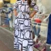 Women's Shirt Dress Casual Dress Maxi Long Dress Outdoor Daily Vacation Polyester Fashion Modern Shirt Collar Button Print Long Sleeve Summer Spring Fall 2023 Loose Fit White Geometric Color Block S -HANA Luxury Wear Shop rmfmvs1691750258810