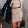 Women‘s Sweater Dress Winter Dress Jumper Dress Mini Dress Daily Pure Color Outdoor Casual Daily Holiday Turtleneck Long Sleeve 2023 Regular Fit Black Khaki Gray S M L XL