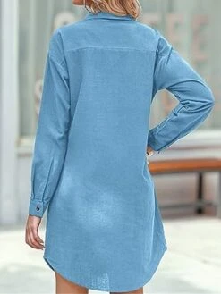 Women's Shirt Dress Casual Dress Mini Dress Outdoor Daily Cotton Linen Basic Classic Shirt Collar Button Pocket Long Sleeve Summer Spring Fall 2023 Loose Fit Black White Pink Pure Color S M L XL 2XL -HANA Luxury Wear Shop rraprh1691465495033