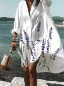 Women's Casual Dress Print Dress Loose Dress Floral Button Print Shirt Collar Midi Dress Active Fashion Outdoor Home Long Sleeve Loose Fit Light Green Purple Orange Summer Spring S M L XL XXL -HANA Luxury Wear Shop rsoszk1676288897807