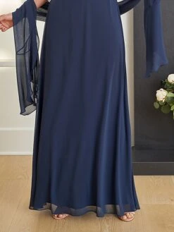 Women's Two Piece Dress Set Party Dress Lace Dress Party Outdoor Fashion Streetwear Lace Patchwork Long Dress Maxi Dress V Neck Sleeveless Plain Regular Fit Navy Blue Fall Winter S M L XL XXL -HANA Luxury Wear Shop rtrhir1696579883106