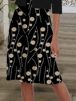 Women's Dress Set Two Piece Dress Church Dress Midi Dress Black Half Sleeve Polka Dot Ruched Summer Spring Crew Neck Casual 2023 S M L XL XXL 3XL -HANA Luxury Wear Shop rvdjbi1664182115254