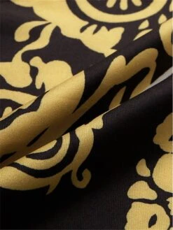 Women's Shirt Dress Casual Dress Maxi Long Dress Outdoor Daily Vacation Polyester Vintage Retro Shirt Collar Button Print Long Sleeve Fall Winter 2023 Loose Fit Yellow Color Block Tribal Ethnic S M L -HANA Luxury Wear Shop rxszje1696746949384