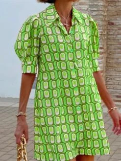 Women's Shirt Dress Casual Dress Shift Dress Midi Dress Outdoor Daily Vacation Polyester Classic Casual Shirt Collar Button Half Sleeve Summer Spring Fall 2023 Loose Fit Yellow Red Purple Plaid S M L -HANA Luxury Wear Shop rzvhxo1680164407494