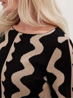 Women's Sweater Dress Winter Dress Jumper Dress Long Dress Maxi Dress Active Stripe Print Outdoor Street Daily Vacation Crew Neck Long Sleeve Print 2023 Slim Black Khaki S M L XL -HANA Luxury Wear Shop saicsk1695111725292