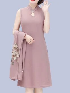 Women's Two Piece Dress Set Print Dress Outdoor Vacation Casual Print Midi Dress Stand Collar Long Sleeve Floral Loose Fit Pink Wine Blue Fall Winter XL XXL XXXL 4XL 5XL -HANA Luxury Wear Shop sbxehj1675853180729