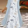 Women's Two Piece Dress Set Casual Dress Print Dress Outdoor Daily Fashion Modern Print Midi Dress Crew Neck 3/4 Length Sleeve Floral Regular Fit White Summer Spring S M L XL XXL