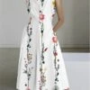Women's Shirt Dress Casual Dress Maxi Long Dress Outdoor Office Business Polyester Fashion Modern Shirt Collar Button Pocket Sleeveless Summer Spring 2023 Regular Fit White Pink Blue Floral S M L XL -HANA Luxury Wear Shop sepimi1688368281840