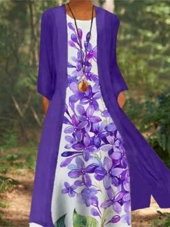 Women's Dress Set Two Piece Dress Church Dress Long Dress Maxi Dress White Red Blue Long Sleeve Floral Print Summer Spring Crew Neck Modern Winter Dress Fall Dress Loose Fit 2023 M L XL XXL 3XL 4XL -HANA Luxury Wear Shop shskpl1634096385416