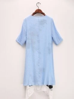 Women's Two Piece Dress Set Casual Dress Print Dress Outdoor Daily Streetwear Casual Layered Print Midi Dress Crew Neck Half Sleeve Floral Regular Fit Pink Sky Blue Summer Spring S M L XL XXL -HANA Luxury Wear Shop skrudk1685013685226