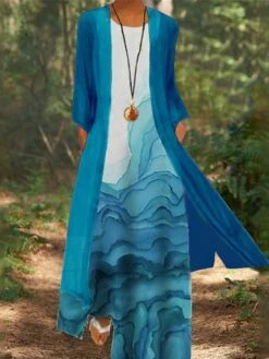 Women's Dress Set Two Piece Dress Church Dress Long Dress Maxi Dress White Red Blue Long Sleeve Floral Print Summer Spring Crew Neck Modern Winter Dress Fall Dress Loose Fit 2023 M L XL XXL 3XL 4XL -HANA Luxury Wear Shop slnakz1634096390042