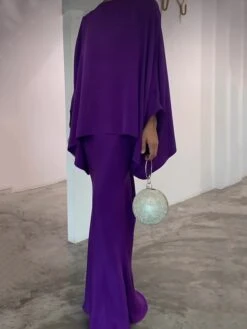 Women's Two Piece Dress Set Casual Dress Skirt Set Daily Going Out Elegant Modern Ruffle Long Dress Maxi Dress Stand Collar Long Sleeve Plain Regular Fit Silver Black White Fall Winter S M L XL XXL -HANA Luxury Wear Shop smaztu1693386802313