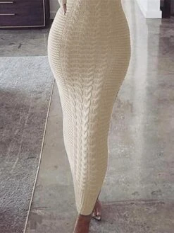 Women's Sweater Dress Winter Dress Jumper Dress Long Dress Maxi Dress Split Outdoor Street Daily Fashion Sexy Stand Collar Long Sleeve 2023 Slim Beige Gray Color S M L XL XXL Size -HANA Luxury Wear Shop sobpii1695036471976