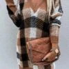 Women's Sweater Dress Winter Dress Jumper Dress Mini Dress Fashion Plaid Daily Date Going Out Weekend V Neck Long Sleeve Patchwork 2023 Regular Fit Khaki S M L XL