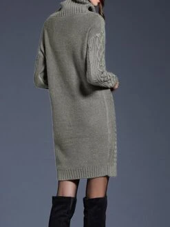 Women's Sweater Dress Jumper Dress Winter Dress Mini Dress Warm Plain Outdoor Daily Holiday Vacation Turtleneck Long Sleeve 2023 Loose Fit White Wine Blue M L XL XXL 3XL -HANA Luxury Wear Shop staiva1697711244778