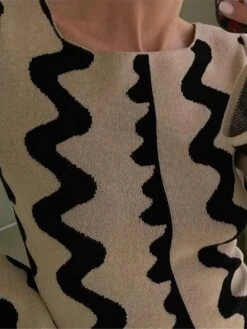 Women's Sweater Dress Winter Dress Jumper Dress Long Dress Maxi Dress Active Stripe Print Outdoor Street Daily Vacation Crew Neck Long Sleeve Print 2023 Slim Black Khaki S M L XL -HANA Luxury Wear Shop swesko1695111719760