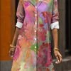 Women's Shirt Dress Casual Dress Midi Dress Outdoor Daily Date Polyester Fashion Modern Shirt Collar Button Pocket Long Sleeve Fall Winter 2023 Loose Fit ArmyGreen Rusty Red Lavender Floral S M L XL -HANA Luxury Wear Shop swhgeg1695208434811