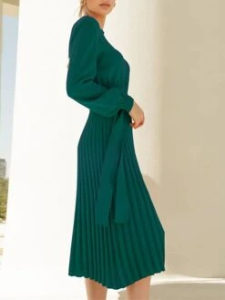 Women‘s Sweater Dress Winter Dress Bodycon Knee Length Dress Black Dark Green Khaki Long Sleeve Pure Color Lace Up Fall Winter Autumn Crew Neck Elegant Winter Dress Fall Dress 2023 S M L XL XXL -HANA Luxury Wear Shop sxqqba1657786349526