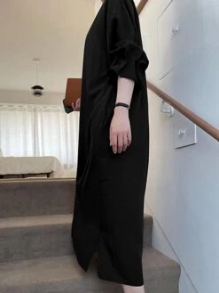 Women's Shirt Dress Casual Dress Cotton Linen Dress Maxi Long Dress Linen / Cotton Blend Basic Classic Outdoor Daily Vacation Shirt Collar Button Split Long Sleeve Spring Fall Autumn 2023 Loose Fit -HANA Luxury Wear Shop szqrls1692084359538