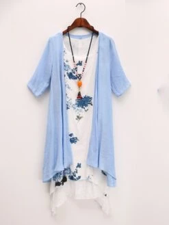 Women's Two Piece Dress Set Casual Dress Print Dress Outdoor Daily Streetwear Casual Layered Print Midi Dress Crew Neck Half Sleeve Floral Regular Fit Pink Sky Blue Summer Spring S M L XL XXL -HANA Luxury Wear Shop sztmyd1685013684803