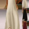 Women's Casual Dress Cotton Linen Dress Swing Dress Maxi Long Dress Cotton Blend Basic Modern Outdoor Daily Vacation V Neck Basic Sleeveless Summer Spring 2023 Regular Fit Black Wine Khaki Plain S M -HANA Luxury Wear Shop talgxd1686038682865