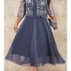 Women's Plus Size Two Piece Dress Set Party Dress Lace Dress Party Wedding Guest Fashion Elegant Lace Patchwork Midi Dress Crew Neck 3/4 Length Sleeve Plain Regular Fit Navy Blue Fall Winter L XL XXL