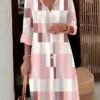 Women's Shirt Dress Casual Dress Midi Dress Outdoor Office Daily Polyester Fashion Modern Shirt Collar Button Pocket Long Sleeve Fall Winter 2023 Loose Fit Pink Plaid S M L XL 2XL -HANA Luxury Wear Shop teadof1694086187194