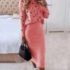 Women's Two Piece Dress Set Casual Dress Skirt Set Daily Date Streetwear Casual Print Midi Dress Turtleneck Long Sleeve Star Regular Fit White Red Navy Blue Fall Winter S M L XL