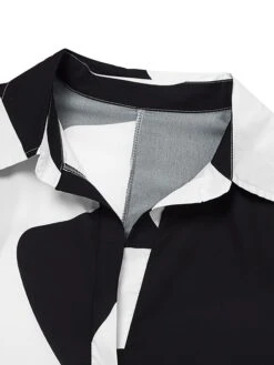 Women's Shirt Dress Casual Dress Shift Dress Midi Dress Daily Vacation Going Out Polyester Classic Casual Shirt Collar Rolled Cuff High Low Dress Long Sleeve Summer Spring Fall 2023 Loose Fit Black -HANA Luxury Wear Shop tnshqa1664180264052