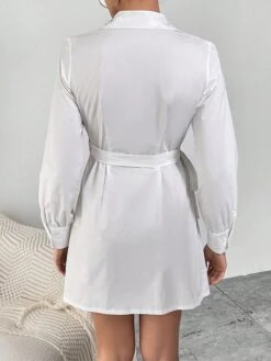 Women's Shirt Dress Casual Dress Sheath Dress Mini Dress Outdoor Daily Vacation Polyester Fashion Modern Shirt Collar Lace Up Long Sleeve Spring Fall Winter 2023 Regular Fit ArmyGreen Black White -HANA Luxury Wear Shop tphmwd1695027668007