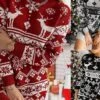 Women‘s Christmas Sweater Dress Winter Dress Knit Dress Black Red Gray Long Sleeve Elk Tree Snowflake Patchwork Print Winter Fall Turtleneck Casual Winter Dress Fall Dress Loose Fit 2022 S M L XL XXL