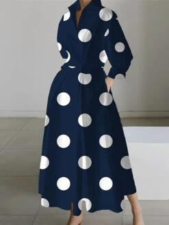 Women's Shirt Dress Casual Dress Swing Dress Maxi Long Dress Outdoor Office Daily Polyester Fashion Modern Shirt Collar Button Pocket Long Sleeve Spring Fall Winter 2023 Loose Fit Black White Pink -HANA Luxury Wear Shop twgcxj1691048826085
