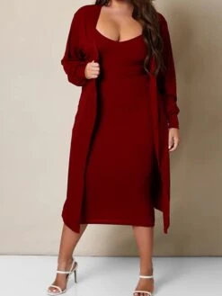 Women's Two Piece Dress Set Casual Dress Skirt Set Home Daily Fashion Streetwear Ribbed Midi Dress Crew Neck Long Sleeve Plain Slim Black White Wine Fall Winter S M L XL XXL -HANA Luxury Wear Shop ucwzwy1697597310325