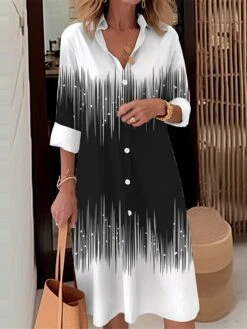 Women's Shirt Dress Casual Dress Midi Dress Outdoor Daily Date Polyester Fashion Modern Shirt Collar Button Pocket Long Sleeve Fall Winter 2023 Loose Fit Black White Wine Floral S M L XL 2XL -HANA Luxury Wear Shop ufepei1695367373120