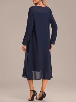 Women's Two Piece Dress Set Party Dress Lace Dress Party Outdoor Fashion Streetwear Lace Midi Dress Off Shoulder Long Sleeve Plain Regular Fit Navy Blue Fall Winter S M L XL XXL -HANA Luxury Wear Shop ukqjts1697450718725