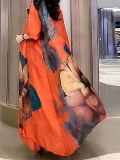 Women's Two Piece Dress Set Casual Dress Swing Dress Daily Holiday Fashion Casual Print Midi Dress Crew Neck Half Sleeve Floral Print Loose Fit Red Blue Orange Summer Spring M L XL XXL 3XL -HANA Luxury Wear Shop uleeig1691462007579