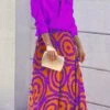 Women's Two Piece Dress Set Casual Dress Skirt Set Outdoor Daily Streetwear Modern Print Long Dress Maxi Dress Shirt Collar Long Sleeve Geometric Color Block Loose Fit Purple Fall Winter S M L XL XXL -HANA Luxury Wear Shop ulkoll1694426812939