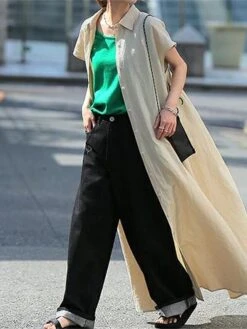 Women's Shirt Dress Casual Dress Swing Dress Maxi Long Dress Outdoor Daily Date Polyester Fashion Modern Shirt Collar Button Short Sleeve Fall 2023 Loose Fit ArmyGreen Blue Brown Plain S M L XL -HANA Luxury Wear Shop ultutd1693451926602