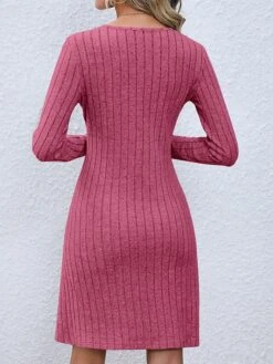Women's Sweater Dress Winter Dress Jumper Dress Mini Dress Button Outdoor Daily Going Out Fashion Modern V Neck Long Sleeve 2023 Regular Fit Black Light Green Fuchsia Color S M L XL XXL Size -HANA Luxury Wear Shop uohqgm1693482425480