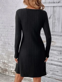 Women's Sweater Dress Winter Dress Jumper Dress Mini Dress Button Outdoor Daily Going Out Fashion Modern V Neck Long Sleeve 2023 Regular Fit Black Light Green Fuchsia Color S M L XL XXL Size -HANA Luxury Wear Shop uphvri1693482423047